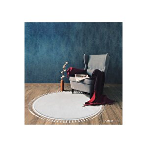 Vl Comfort Düz Saçaklı Peluş Halı Ekru Krem