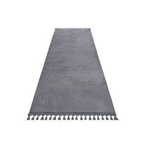 Comfort Ponpon Saçaklı Peluş Halı Antrasit 200x300 cm