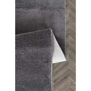 Comfort Ponpon Saçaklı Peluş Halı Antrasit 80x200 cm