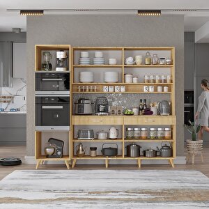 Kahve Köşesi Çok Amaçlı Mutfak Dolabı Meşe M.a.s_4_200cm 200 cm