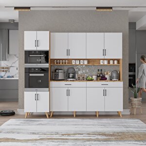Kahve Köşesi Çok Amaçlı Mutfak Dolabı Çam&beyaz M.a.s_7_220cm 220 cm