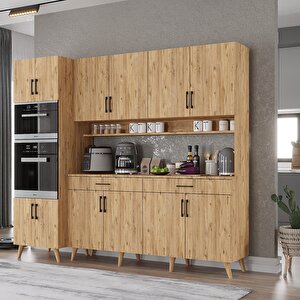 Kahve Köşesi Çok Amaçlı Mutfak Dolabı Çam M.a.s_3_220cm 220 cm