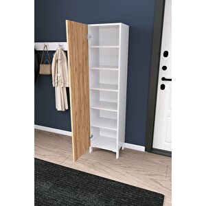 Beyaz Çok Raflı Kapaklı Ayakkabılık Modern Ayakkabı Dolabı Portmanto Yanı Düzenleyici Dolap