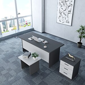 Ofis Mobilya Takımı Masa+sehpa+keson  Antrasit&beyaz O.f.b_5