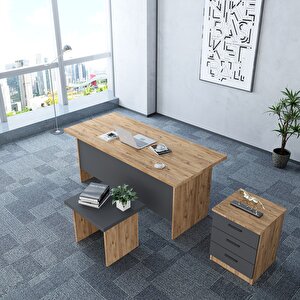 Ofis Mobilya Takımı Masa+sehpa+keson  Çam&antrasit O.f.b_11