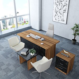 Ofis Mobilya Takımı Masa+sehpa+keson  Ceviz&siyah Mermer O.f.b_9