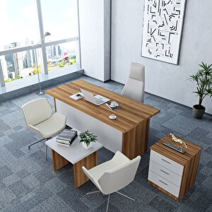 Ofis Mobilya Takımı Masa+sehpa+keson  Ceviz&beyaz O.f.b_2