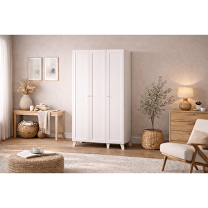 Maya 3 Kapaklı Gardırop Beyaz