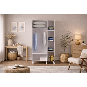 Maya 3 Kapaklı Gardırop Beyaz