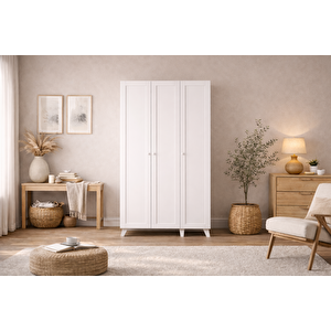 Maya 3 Kapaklı Gardırop Beyaz