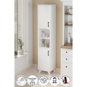 2 Kapaklı 6 Bölmeli Çok Amaçlı Dolap Çok Amaçlı Mutfak Dolabı Banyo Dolabı Nergis Beyaz