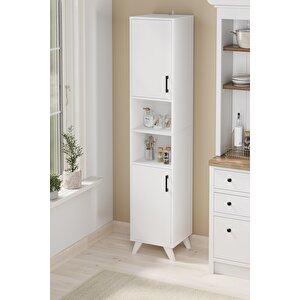 2 Kapaklı 6 Bölmeli Çok Amaçlı Dolap Çok Amaçlı Mutfak Dolabı Banyo Dolabı Nergis Beyaz