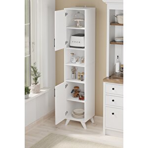 2 Kapaklı 6 Bölmeli Çok Amaçlı Dolap Çok Amaçlı Mutfak Dolabı Banyo Dolabı Nergis Beyaz