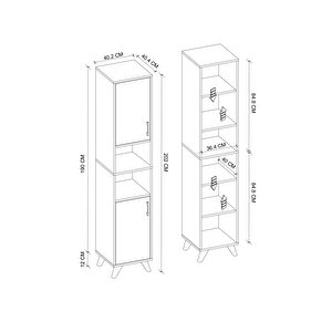 2 Kapaklı 6 Bölmeli Çok Amaçlı Dolap Çok Amaçlı Mutfak Dolabı Banyo Dolabı Nergis Beyaz
