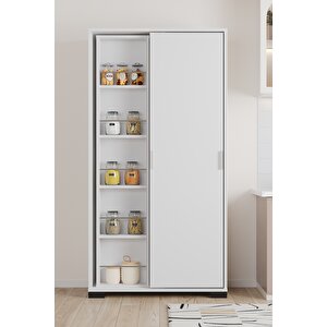 Aeka Luna Beyaz Döner Çok Amaçlı Dolap – Raflı Mutfak Ve Kiler Dolabı