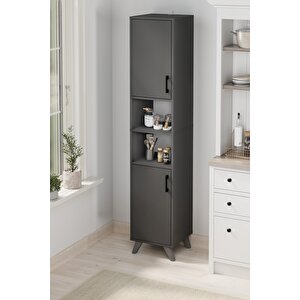 2 Kapaklı 6 Bölmeli Çok Amaçlı Dolap Çok Amaçlı Mutfak Dolabı Banyo Dolabı Nergis Antrasit