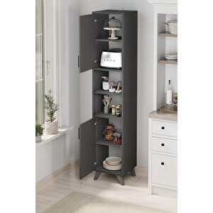 2 Kapaklı 6 Bölmeli Çok Amaçlı Dolap Çok Amaçlı Mutfak Dolabı Banyo Dolabı Nergis Antrasit