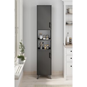 2 Kapaklı 6 Bölmeli Çok Amaçlı Dolap Çok Amaçlı Mutfak Dolabı Banyo Dolabı Nergis Antrasit