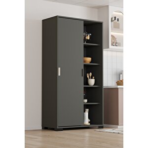 Luna Antrasit Döner Çok Amaçlı Dolap – Raflı Mutfak Ve Kiler Dolabı