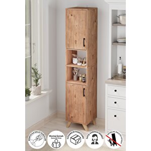 2 Kapaklı 6 Bölmeli Çok Amaçlı Dolap Çok Amaçlı Mutfak Dolabı Banyo Dolabı Nergis Çam