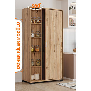 Luna Atlantik Çam Döner Çok Amaçlı Dolap – Raflı Mutfak Ve Kiler Dolabı
