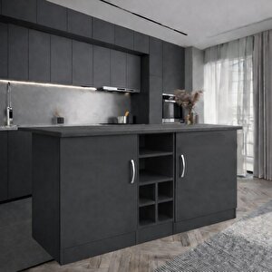 Wanda 2 Kapakli Mutfak Adasi - Çok Amaçli Dolap - Hazir Mutfak Dolabi - Erzak - Ki̇ler Dolabi - Antrasit