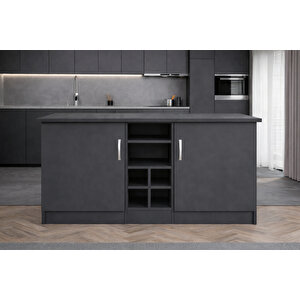 Wanda 2 Kapakli Mutfak Adasi - Çok Amaçli Dolap - Hazir Mutfak Dolabi - Erzak - Ki̇ler Dolabi - Antrasit