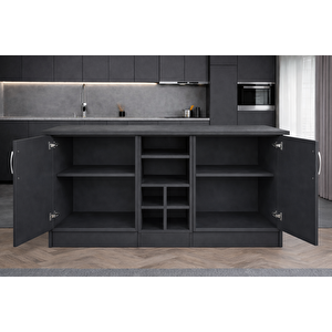 Wanda 2 Kapakli Mutfak Adasi - Çok Amaçli Dolap - Hazir Mutfak Dolabi - Erzak - Ki̇ler Dolabi - Antrasit