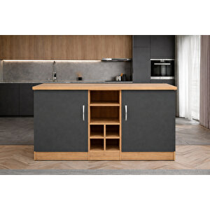 Wanda 2 Kapakli Mutfak Adasi - Çok Amaçli Dolap - Hazir Mutfak Dolabi - Erzak - Ki̇ler Dolabi - Antrasit-atlantikçam