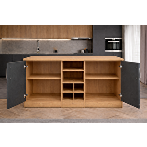 Wanda 2 Kapakli Mutfak Adasi - Çok Amaçli Dolap - Hazir Mutfak Dolabi - Erzak - Ki̇ler Dolabi - Antrasit-atlantikçam