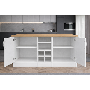 Wanda 2 Kapakli Mutfak Adasi - Çok Amaçli Dolap - Hazir Mutfak Dolabi - Erzak - Ki̇ler Dolabi - Atlantikçam Tezgahlı