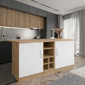 Wanda 2 Kapakli Mutfak Adasi - Çok Amaçli Dolap - Hazir Mutfak Dolabi - Erzak - Ki̇ler Dolabi - Beyaz-atlantikçam