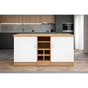 Wanda 2 Kapakli Mutfak Adasi - Çok Amaçli Dolap - Hazir Mutfak Dolabi - Erzak - Ki̇ler Dolabi - Beyaz-atlantikçam