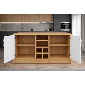 Wanda 2 Kapakli Mutfak Adasi - Çok Amaçli Dolap - Hazir Mutfak Dolabi - Erzak - Ki̇ler Dolabi - Beyaz-atlantikçam