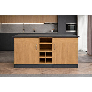 Wanda 2 Kapakli Mutfak Adasi - Çok Amaçli Dolap - Hazir Mutfak Dolabi - Erzak - Ki̇ler Dolabi - Atlantikçam-antrasit