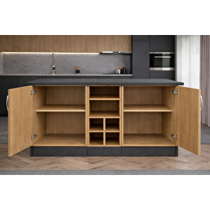 Wanda 2 Kapakli Mutfak Adasi - Çok Amaçli Dolap - Hazir Mutfak Dolabi - Erzak - Ki̇ler Dolabi - Atlantikçam-antrasit