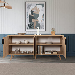 4814 Sırma 180 Cm ( Ahşap Ayakli , Metal Kulplu ) Konsol , Safir , Oturma Odası , Salon