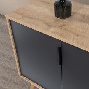 4816 Sırma 180 Cm ( Ahşap Ayakli , Metal Kulplu ) Konsol , Safir - Antrasit , Salon , Oturma Odası