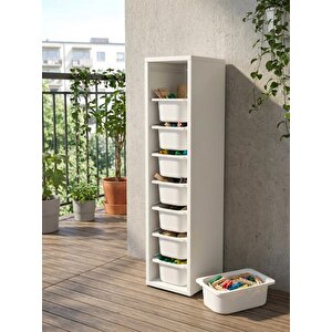 Luda 8 Mini Beyaz Sepetli Çok Amaçlı Oyuncak Dolabı Beyaz