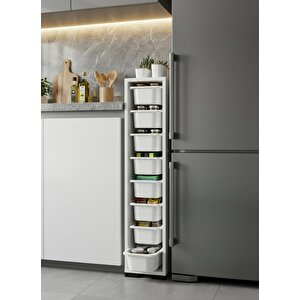 Luda 8 Mini Beyaz Sepetli Çok Amaçlı Oyuncak Dolabı Beyaz