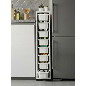 Luda 8 Mini Beyaz Sepetli Çok Amaçlı Oyuncak Dolabı Beyaz