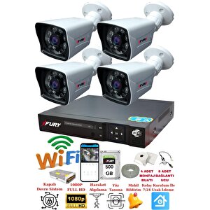 4 Kameralı 5mp Lensli 1080p 2mp Görüntü 6 Atom Gece Görüşlü Fullhd Güvenlik Kamerası 5525a 500gb