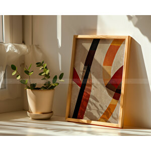 Özel Retro Soyut 3 Parçalı Ahşap Çerçeveli Tablo Seti - Vintage Sanat 21x30 cm