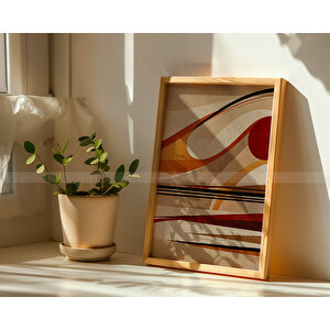 Tontilika Özel Retro Soyut 3 Parçalı Ahşap Çerçeveli Tablo Seti - Vintage Sanat