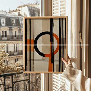 Retro Geometrik 3 Parçalı Ahşap Çerçeveli Tablo Seti -30x42 30x42 cm