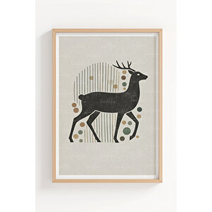 Minimal Orman Hayvanları 3’lü Ahşap Çerçeveli Tablo Seti - Salon Duvar Dekoru