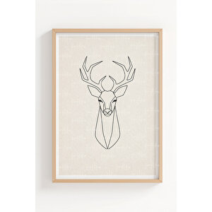 Minimal Orman Hayvanları 3’lü Ahşap Çerçeveli Tablo Seti - Salon Duvar Dekoru 50x70 cm