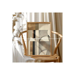 Soyut Geometri 3 Parçalı Ahşap Çerçeveli Tablo Seti-2 21x30 cm