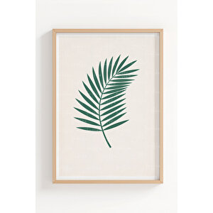 Minimal Yaprak Desenli 3’lü Ahşap Çerçeveli Tablo Seti - Salon Duvar Dekoru 21x30 cm