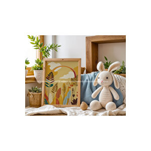 Bohem Güneş Ve Doğa 3 Parçalı Ahşap Çerçeveli Tablo Seti-2 21x30 cm